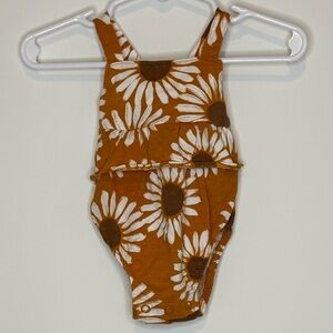 Carter's Mustard Orange Brown and White Newborn Daisy Onesie